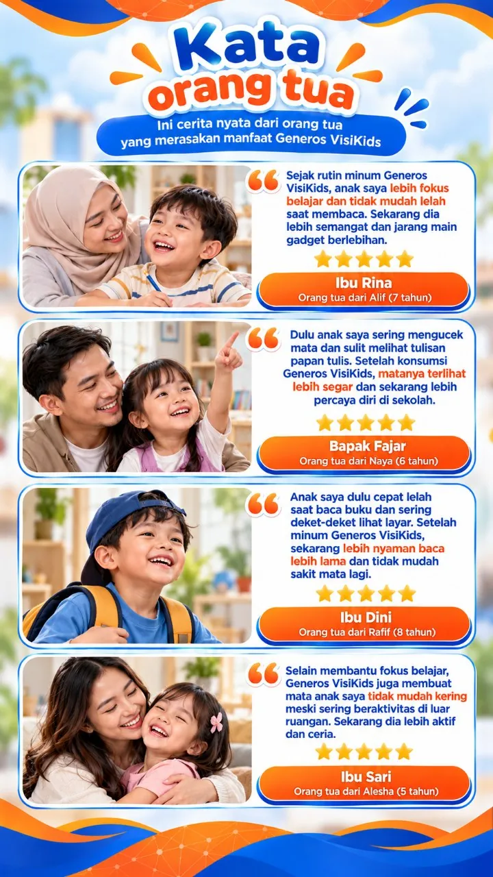 Cerita orang tua yang merasakan manfaat Generos VisiKids.